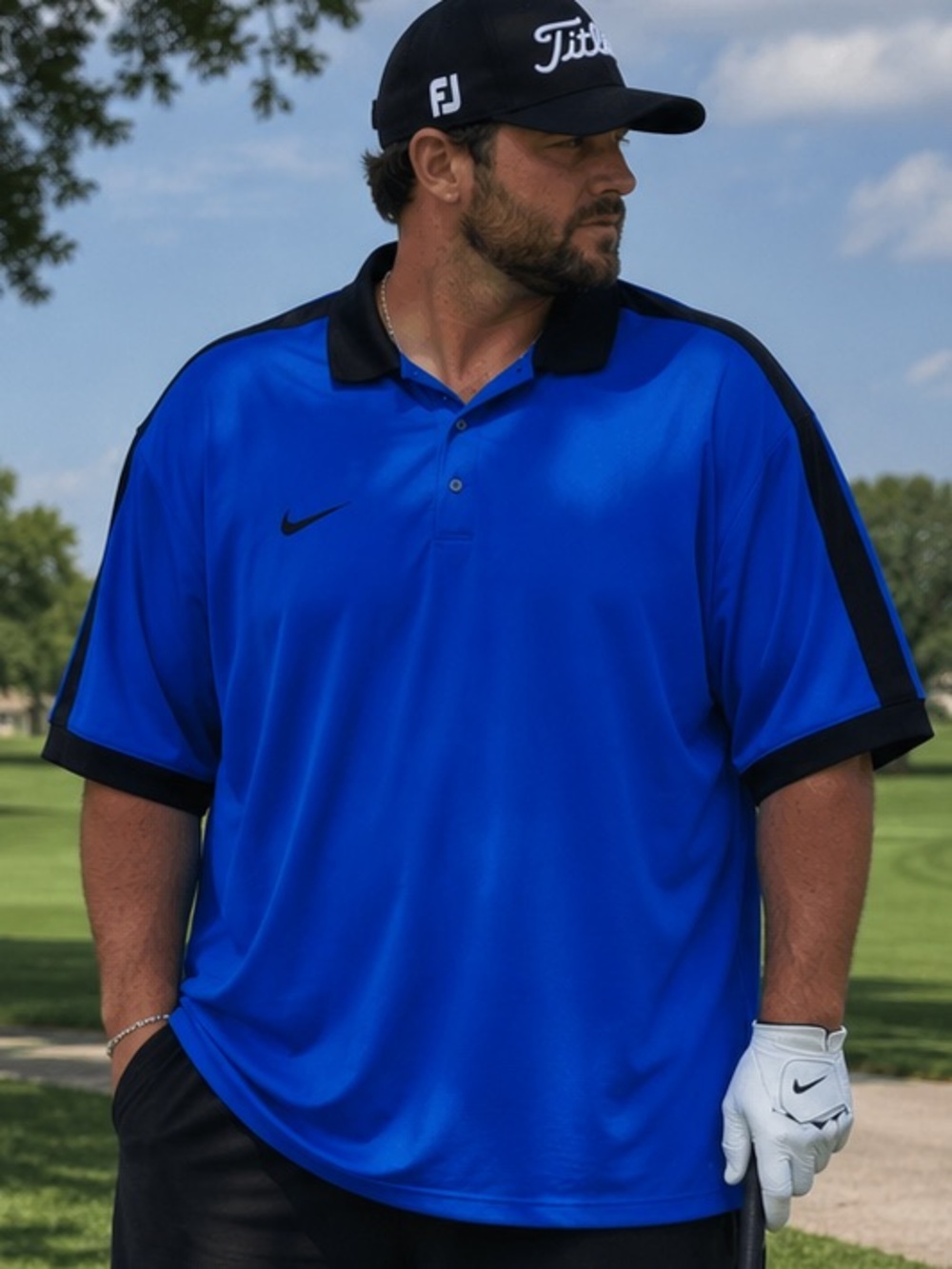 Nike Golf Dri-FIT Polo Shirt Men’s 3XL Blue Black Performance Golf